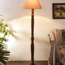 Devansh Grey Cotton & Wooden Floor Lamp-image-28
