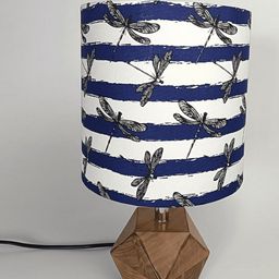 POSH-N-PLUSH White & Blue Printed Shade Wooden Base Table Lamp-image-33