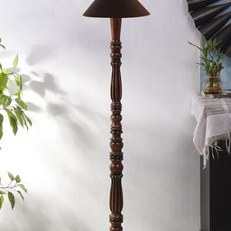 Devansh Black Cotton & Wooden Floor Lamp-19