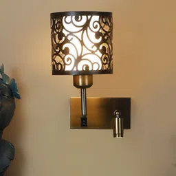 ELIANTE Gold Toned Iron Textured Contemporary Cylinder Shaped Wall Lamp-image-36