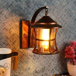 Cruv Bronze Toned & Transparent Cylindrical Shaped Glass Wall Lamp-image-1