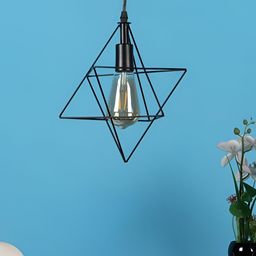 ELIANTE Black Textured Abstract Shaped Iron Ceiling Lamp With Adjustable Cord image 2