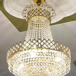 SHRI MAHAL ANTIQUES White Crystal Jhumar Ceiling Lamp-image-51