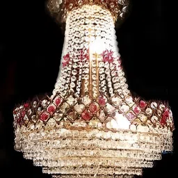 SHRI MAHAL ANTIQUES Gold Toned Crystal Jhumar Ceiling Lamp-image-89