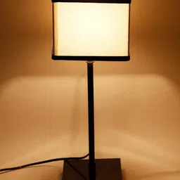 Devansh White & Black Solid Contemporary Buffet Table Lamp with Shade image 4