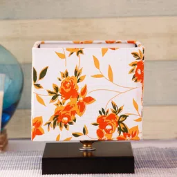 Devansh White & Orange Printed Contemporary Table Lamp image 4