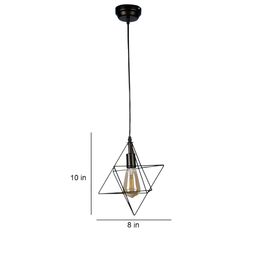 ELIANTE Black Textured Abstract Shaped Iron Ceiling Lamp With Adjustable Cord image 3