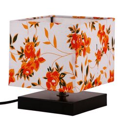 Devansh White & Orange Printed Contemporary Table Lamp image 2