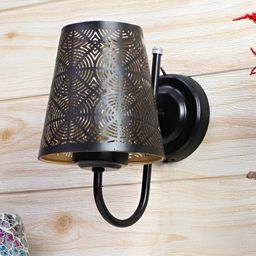 DENICRAAS Black Metal Frustum Shaped Contemporary Wall Lamp-image-5