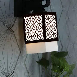 Gojeeva Black Wood Square Shaped Wall Lamp-52