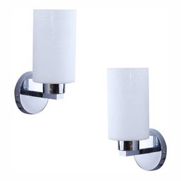 DENICRAAS White Printed 2 Pcs Metal Contemporary Cylindrical Shaped Wall Lamps-8