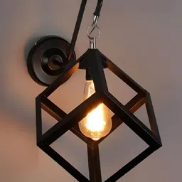 DENICRAAS Transparent & Black Iron Contemporary Cylinder Shaped Wall Lamp-image-30