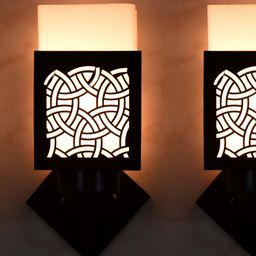 Gojeeva Black Wood Square Shaped Wall Lamp-43