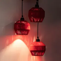 ExclusiveLane Cotton Lustres Handwoven Adjustable Chandelier With Hanging Lamp-picture-3