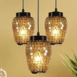 Devansh Black Solid Mosaic Glass Ceiling Lamp-29