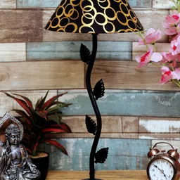foziq Adults Black & Gold Toned Printed Table Lamp-20