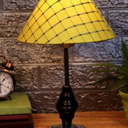 foziq Black & Yellow Printed Table Lamp-image-88