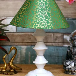foziq White & Green Gold Floral Printed Contemporary Table Lamp-23