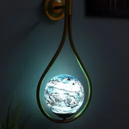 MFD HOME FURNISHING Gold-Toned & Blue Printed Glass Wall Lamps-image-17