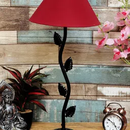 foziq Black & Red Solid Metal Table Lamp Leaf Branch Design-8