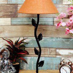 foziq Adults Black & Orange Colored Textured Table Lamps-44