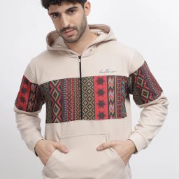 Men Full Sleeve Color Block, Printed Hooded Sweatshirt-image-3