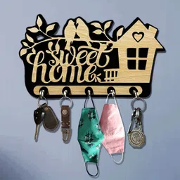 phirki studio Modern Design Lovely 2 Birds Sweet Home MDF Wooden Key Hanger Wall Decor , Wood Key Holder-picture-9