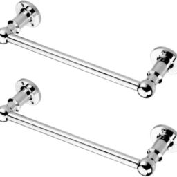 TARZAN TOWEL ROD/TOWEL HOLDER/TOWEL STAND/TOWEL HANGER/TOWEL RACK/TOWEL BAR/TOWEL RING (CHROME FINISHED) 12 INCHES (1 FEET) SET OF 2 PCS silver Towel Holder-image-9