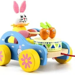 Wooden Rabbit Drum Musical Pull Along Toy-image-16