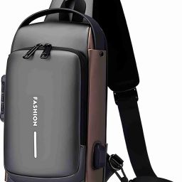 Chest bag Black bag with usb point Rucksack - 3 L-image-14
