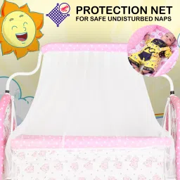 flammable Cradle for kids cradle for baby boy and girl Cradle With Swing & Mosquito Net image 2