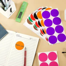 true-ally 400 Pcs Mix Color 2 Inch Round Dot Sticker Self Adhesive Label Writable Surface for Kids Activity , File Classification, Calendar Planner (Assorted Color) Paper Label image 5