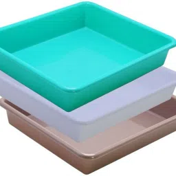 Plastic Prime Exel Small Tray For Home/Office,3 pc Tray 2 Ltr,White Green Choco Tray-image-20