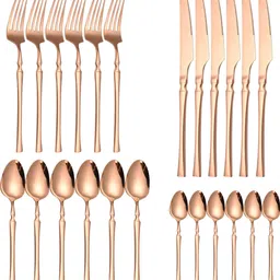 manishaware Feel the Quality | A Substantial Rosegold Flatware Set | Design G 4-Piece Stainless Steel Cutlery Set-picture-6
