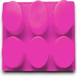6 Slots Oval shaped Silicone Mould For Soap and Candle making Pink Silicone Ice Cube Tray-1