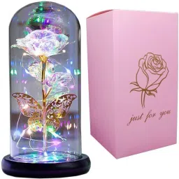 Rose Gift For Her, Galaxy Glass Rose Flower And Butterfly Multicolor Callalily Artificial Flower-20