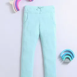 Nino Bambino Boys Turquoise Blue Solid Pure Cotton Track Pant-image-43