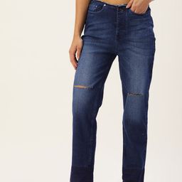 FOREVER 21 Women Blue Slash Knee Light Fade Stretchable Jeans-image-77