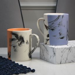 MODEFE White & Blue Printed Ceramic Matte Mugs Set of Cups and Mugs-13