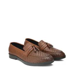Geometric Pattern Slip-On Loafers with Tassels-image-54