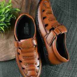 Men Perforated Shoe-Style Sandals with Velcro Fastening-image-83