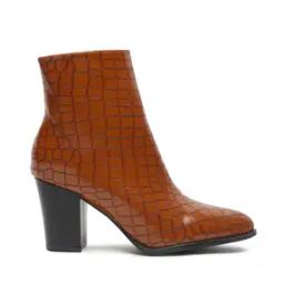 Croc-Embossed Ankle-Length Boots with Zip Closure-image-60