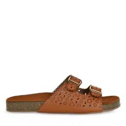 Women Open-Toe Slip-On Sandals with Buckle Accent-image-1