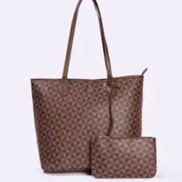 Geometric Print Tote Bag with Pouch-image-86