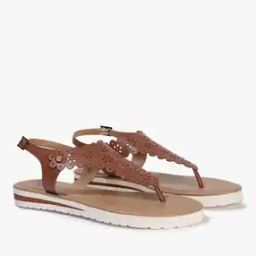 Women Floral Cutout Sling-Back Flat Sandals-image-34
