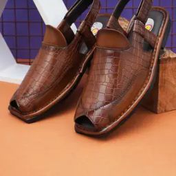 Croc-Embossed Strappy Sandals with Velcro Fastening-image-13