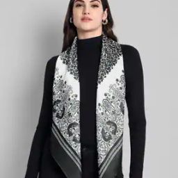 Women Floral Print Scarf with Stitch Detail-image-33