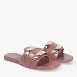 Slip-On Sandals with Metal Accent-image-51