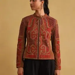 Applique Embroidered Fitted Jacket-20