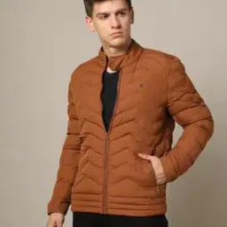 Men Regular Fit Zip-Front Puffer Jacket-image-9